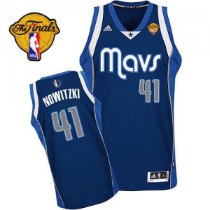 Maillot NBA Dallas Mavericks #41 Dirk Nowitzki Bleu marin Adidas Swingman Alternate Finals Patch - Homme