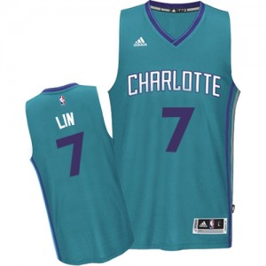 Maillot NBA Charlotte Hornets #7 Jeremy Lin Bleu clair Adidas Authentic Road - Homme