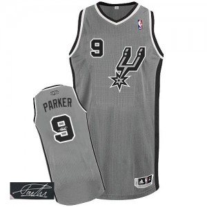 Maillot NBA Authentic Tony Parker #9 San Antonio Spurs Alternate Autographed Gris argenté - Homme