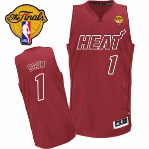 Miami Heat #1 Adidas Big Color Fashion Finals Patch Rouge Authentic Maillot d'équipe de NBA pas cher - Chris Bosh pour Homme