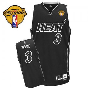 Maillot NBA Noir Dwyane Wade #3 Miami Heat Shadow Finals Patch Authentic Homme Adidas