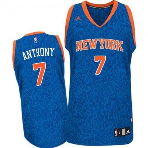 New York Knicks #7 Adidas Crazy Light Bleu Authentic Maillot d'équipe de NBA la vente - Carmelo Anthony pour Homme