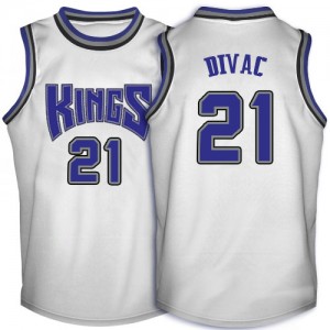 Maillot NBA Sacramento Kings #21 Vlade Divac Blanc Adidas Authentic Throwback - Homme