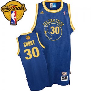 Maillot Adidas Bleu royal Throwback 2015 The Finals Patch Authentic Golden State Warriors - Stephen Curry #30 - Homme