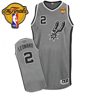 San Antonio Spurs Kawhi Leonard #2 Alternate Finals Patch Authentic Maillot d'équipe de NBA - Gris argenté pour Homme