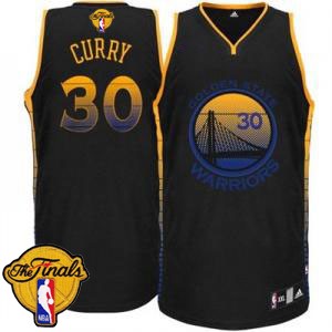Maillot NBA Authentic Stephen Curry #30 Golden State Warriors Vibe 2015 The Finals Patch Noir - Homme