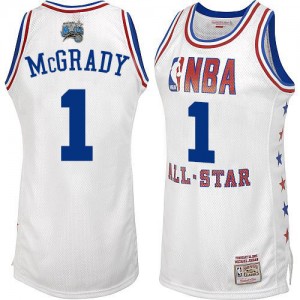 Maillot NBA Orlando Magic #1 Tracy Mcgrady Blanc Mitchell and Ness Authentic 2003 All Star - Homme