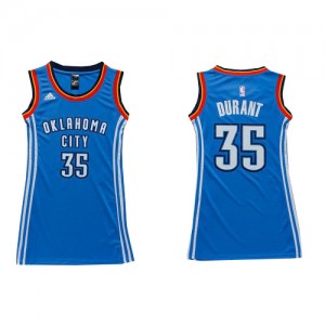 Oklahoma City Thunder Kevin Durant #35 Dress Authentic Maillot d'équipe de NBA - Bleu royal pour Femme