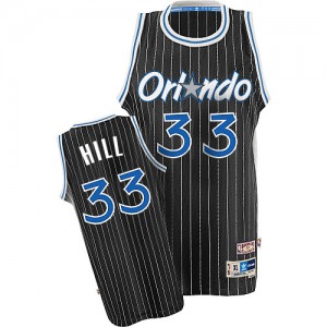 Orlando Magic Grant Hill #33 Throwback Authentic Maillot d'équipe de NBA - Noir pour Homme