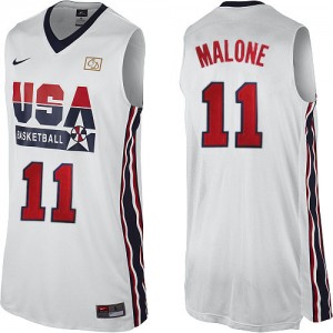 Maillots de basket Authentic Team USA NBA 2012 Olympic Retro Blanc - #11 Karl Malone - Homme
