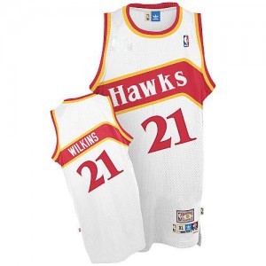 Atlanta Hawks Dominique Wilkins #21 Throwback Authentic Maillot d'équipe de NBA - Blanc pour Homme