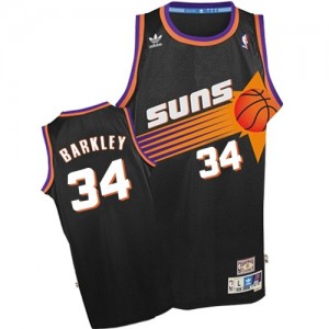 Maillot NBA Phoenix Suns #34 Charles Barkley Noir Adidas Authentic Throwback - Homme
