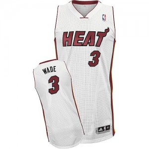 Maillot NBA Blanc Dwyane Wade #3 Miami Heat Home Authentic Homme Adidas
