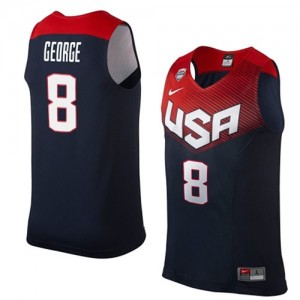 Team USA #8 Nike 2014 Dream Team Bleu marin Authentic Maillot d'équipe de NBA Remise - Paul George pour Homme