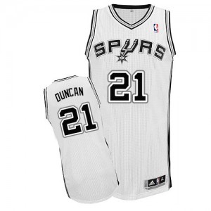 Maillot NBA San Antonio Spurs #21 Tim Duncan Blanc Adidas Authentic Home - Homme