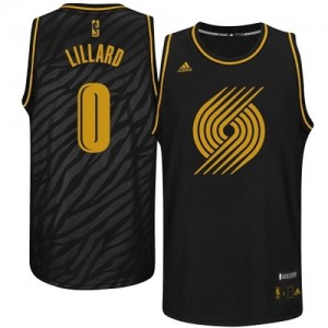Maillot Authentic Portland Trail Blazers NBA Precious Metals Fashion Noir - #0 Damian Lillard - Homme
