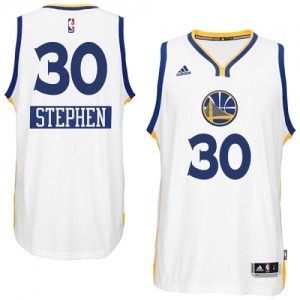 Maillot NBA Golden State Warriors #30 Stephen Curry Blanc Adidas Authentic 2014-15 Christmas Day - Homme