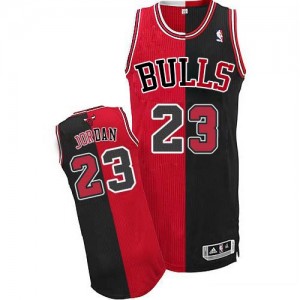 Chicago Bulls #23 Adidas Split Fashion Noir Rouge Authentic Maillot d'équipe de NBA Peu co?teux - Michael Jordan pour Homme