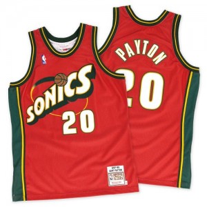 Maillot NBA Oklahoma City Thunder #20 Gary Payton Rouge Mitchell and Ness Swingman Throwback SuperSonics - Homme