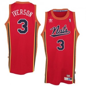 Maillot NBA Philadelphia 76ers #3 Allen Iverson Rouge Adidas Authentic Throwback "Nats" - Homme