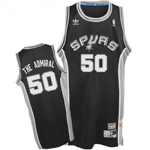 San Antonio Spurs David Robinson #50 "The Admiral" Nickname Authentic Maillot d'équipe de NBA - Noir pour Homme