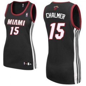 Maillot NBA Miami Heat #15 Mario Chalmer Noir Adidas Authentic Road - Femme