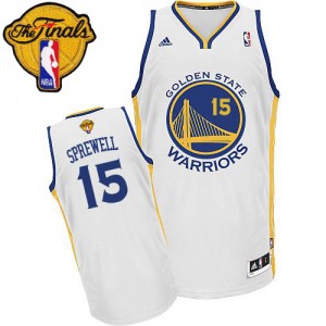 Maillot Adidas Blanc Home 2015 The Finals Patch Swingman Golden State Warriors - Latrell Sprewell #15 - Homme