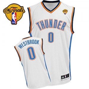 Oklahoma City Thunder #0 Adidas Home Finals Patch Blanc Authentic Maillot d'équipe de NBA pour pas cher - Russell Westbrook pour Homme