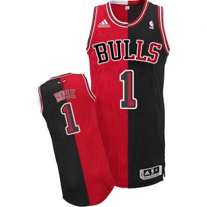 Chicago Bulls Derrick Rose #1 Split Fashion Swingman Maillot d'équipe de NBA - Noir Rouge pour Homme