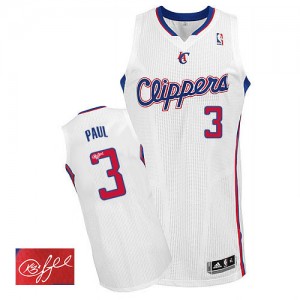 Maillot Authentic Los Angeles Clippers NBA Home Autographed Blanc - #3 Chris Paul - Homme
