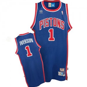 Maillot NBA Authentic Allen Iverson #1 Detroit Pistons Throwback Bleu - Homme