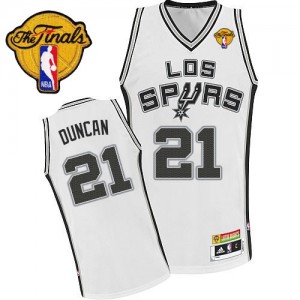 Maillot NBA Authentic Tim Duncan #21 San Antonio Spurs ABA Hardwood Classic Finals Patch Blanc - Homme