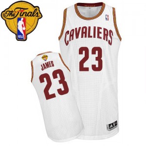 Maillot NBA Authentic LeBron James #23 Cleveland Cavaliers Home 2015 The Finals Patch Blanc - Homme