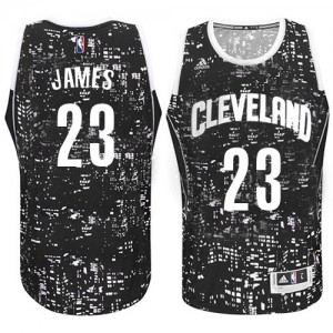Maillot Adidas Noir City Light Authentic Cleveland Cavaliers - LeBron James #23 - Homme