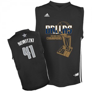 Dallas Mavericks Dirk Nowitzki #41 Finals Champions Swingman Maillot d'équipe de NBA - Noir pour Homme