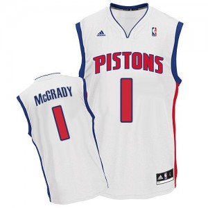 Maillot NBA Detroit Pistons #1 Tracy McGrady Blanc Adidas Swingman Home - Homme