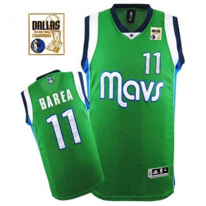 Maillot NBA Vert Jose Barea #11 Dallas Mavericks Champions Patch Authentic Homme Adidas