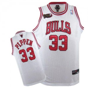 Chicago Bulls Nike Scottie Pippen #33 Champions Patch Swingman Maillot d'équipe de NBA - Blanc pour Homme