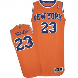 Maillot NBA New York Knicks #23 Derrick Williams Orange Adidas Authentic Alternate - Homme