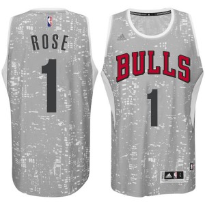 Chicago Bulls Derrick Rose #1 City Light Swingman Maillot d'équipe de NBA - Gris pour Homme