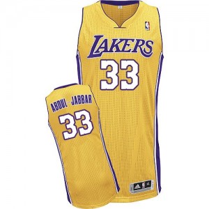 Maillot NBA Or Kareem Abdul-Jabbar #33 Los Angeles Lakers Home Authentic Homme Adidas