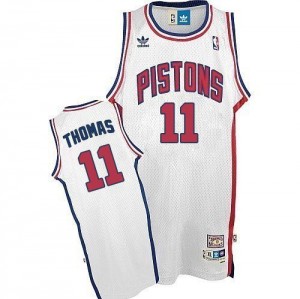 Maillot Authentic Detroit Pistons NBA Throwback Blanc - #11 Isiah Thomas - Homme