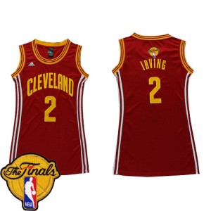 Cleveland Cavaliers Kyrie Irving #2 Dress 2015 The Finals Patch Swingman Maillot d'équipe de NBA - Vin Rouge pour Femme