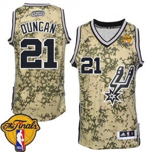 Maillot Authentic San Antonio Spurs NBA Finals Patch Camo - #21 Tim Duncan - Homme