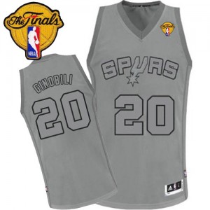 San Antonio Spurs Manu Ginobili #20 Big Color Fashion Finals Patch Authentic Maillot d'équipe de NBA - Gris pour Homme