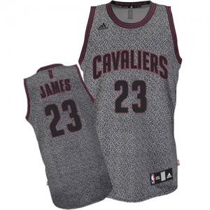 Maillot NBA Gris LeBron James #23 Cleveland Cavaliers Static Fashion Swingman Homme Adidas