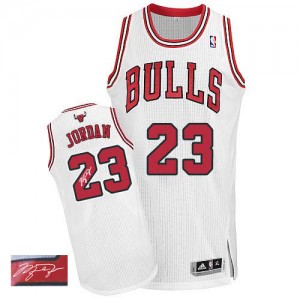 Maillot Adidas Blanc Home Autographed Authentic Chicago Bulls - Michael Jordan #23 - Homme