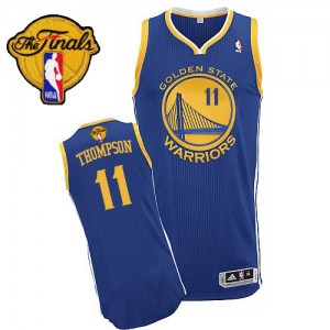 Maillot NBA Authentic Klay Thompson #11 Golden State Warriors Road 2015 The Finals Patch Bleu royal - Homme