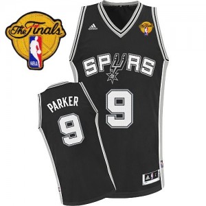 Maillot NBA Swingman Tony Parker #9 San Antonio Spurs Road Finals Patch Noir - Enfants