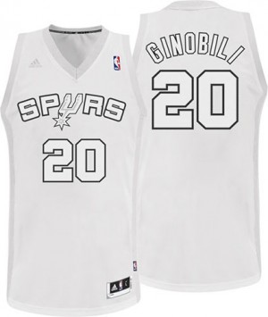 Maillot NBA Blanc Manu Ginobili #20 San Antonio Spurs Winter On-Court Swingman Homme Adidas